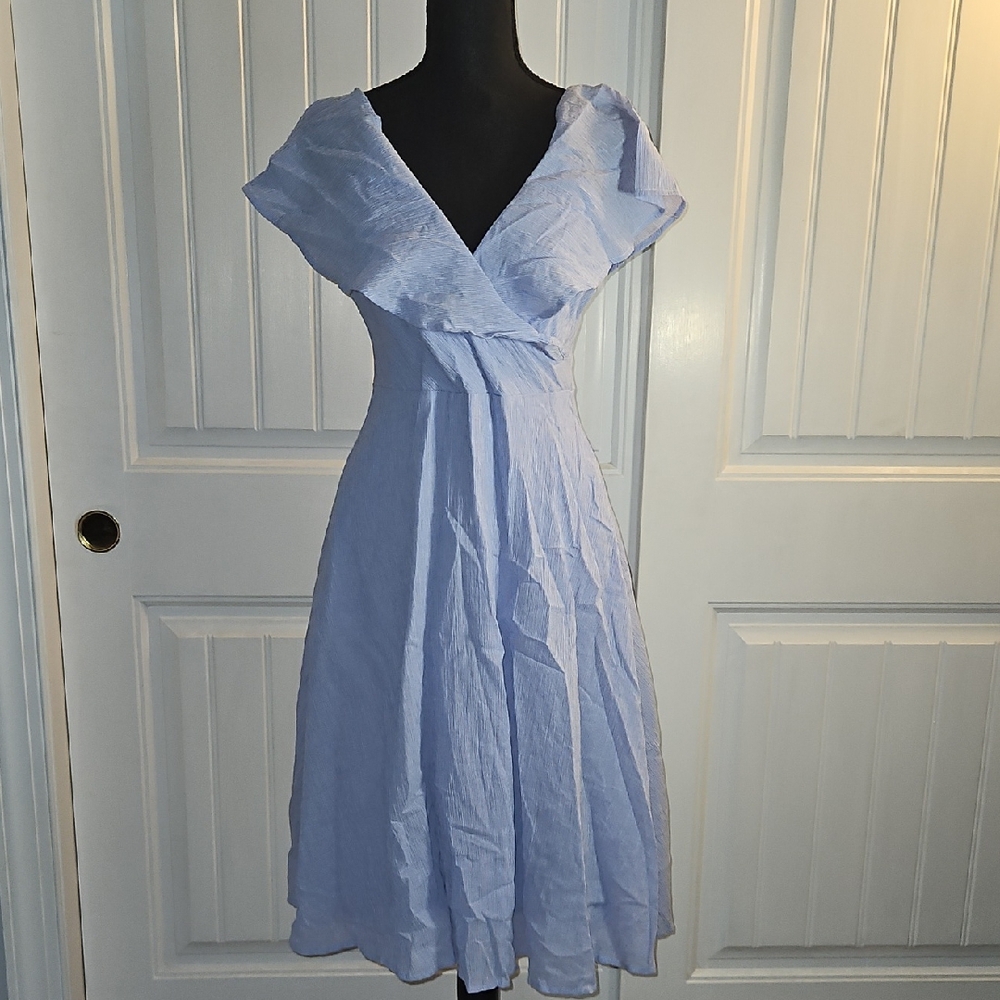 Lulu's Blue Midi Sundress with Flutter Sleeves (0200) - Picture 2 of 16